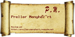 Preller Menyhért névjegykártya